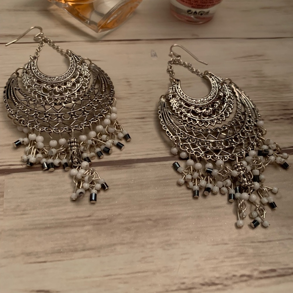 Silver statement earrings